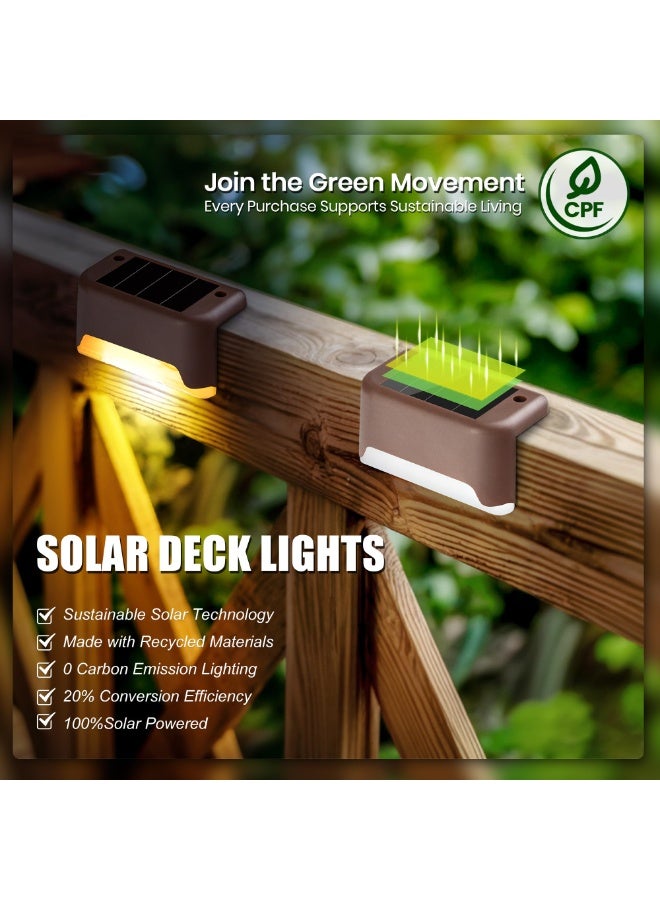 VIUAUAX مجموعة من 4 مصابيح سطحية تعمل بالطاقة الشمسية خارجية، مصابيح درج تعمل بالطاقة الشمسية مقاومة للماء، مصابيح LED تعمل بالطاقة الشمسية للسلالم الخارجية، والخطوات، والسياج، والفناء، والممر (أبيض دافئ) - Image 3